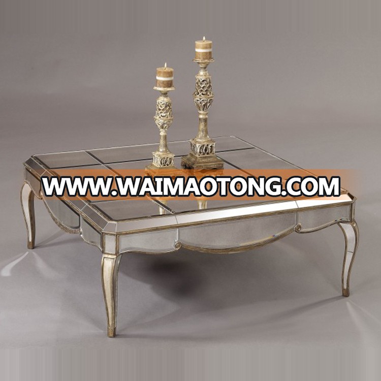 2018 High quality antique modern silver mirrored coffee table