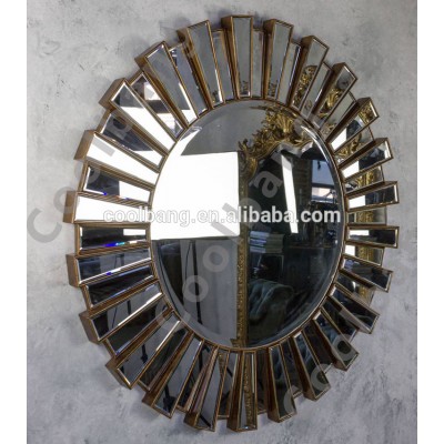 Coolbang CBM089 round sunburst mingling slats wall mirror