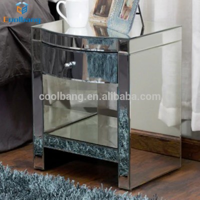 one curved mirror drawer modern mirrored hotel nightstand