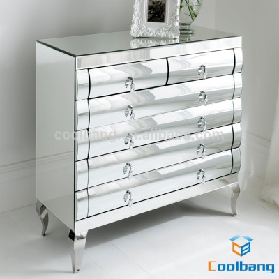 wholesale cheap 6 drawers new design mirrored chest of drawers bedroom furniture