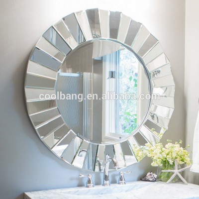 Coolbang CBM170 decorative round sunburst wave silver mirror with MDF