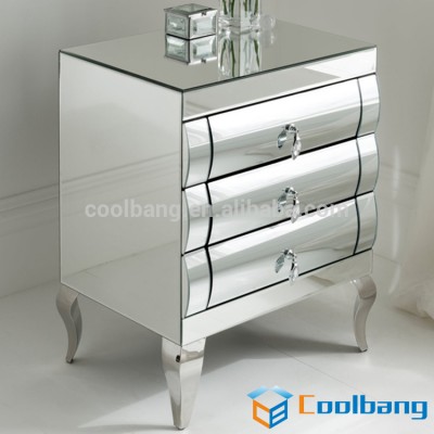 modern curved mirrored drawers narrow small mirror bedside table for sale