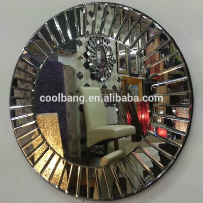 Coolbang CBM109 modern art deco multifaceted beveled round wall mirror