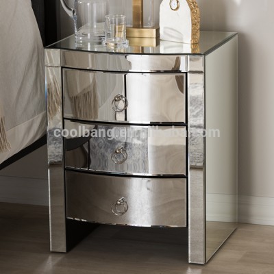 new design curved mirror nightstand mirrored side table