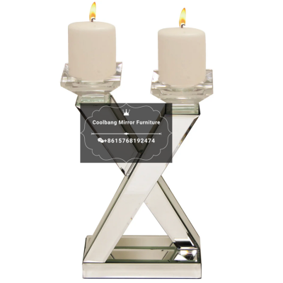 Handmade wedding glass candlestick mirror candle holder for home decor