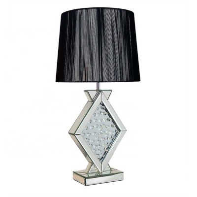 Unique design home bedside mirror table lamp with floating crystal