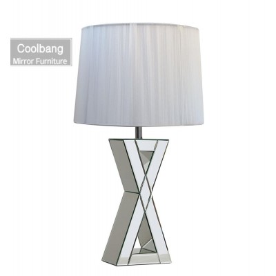 Hot Selling Mirrored Decor X Shape Silver Glass  Mirrored Table Lamp