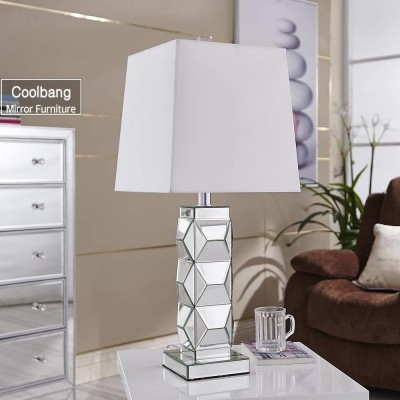 Factory wholesale white lamp shape silver mirrored table lamp