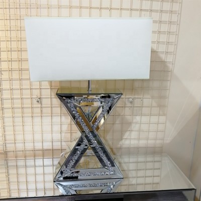 Modern style sparkly hotel bedside mirror table lamp